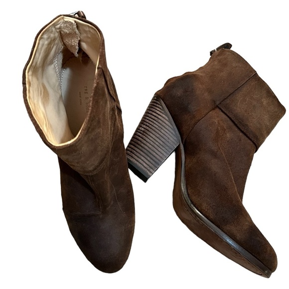Rag & Bone Brown Back Zip Booties Size 39 / 9 - Picture 1 of 13